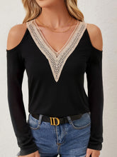 V-Neck Cold Shoulder Long Sleeve T-Shirt OutfitFlow